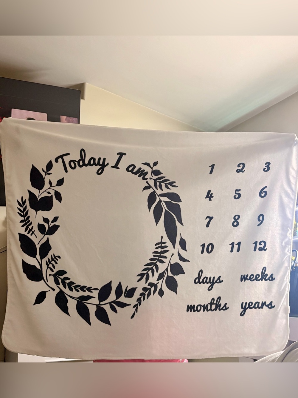For babies 'Today I Am' Milestone Tapestry with Black Wreath